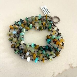 NWT One of a kind Peruvian Opal beaded necklace 37” long with toggle clasp.